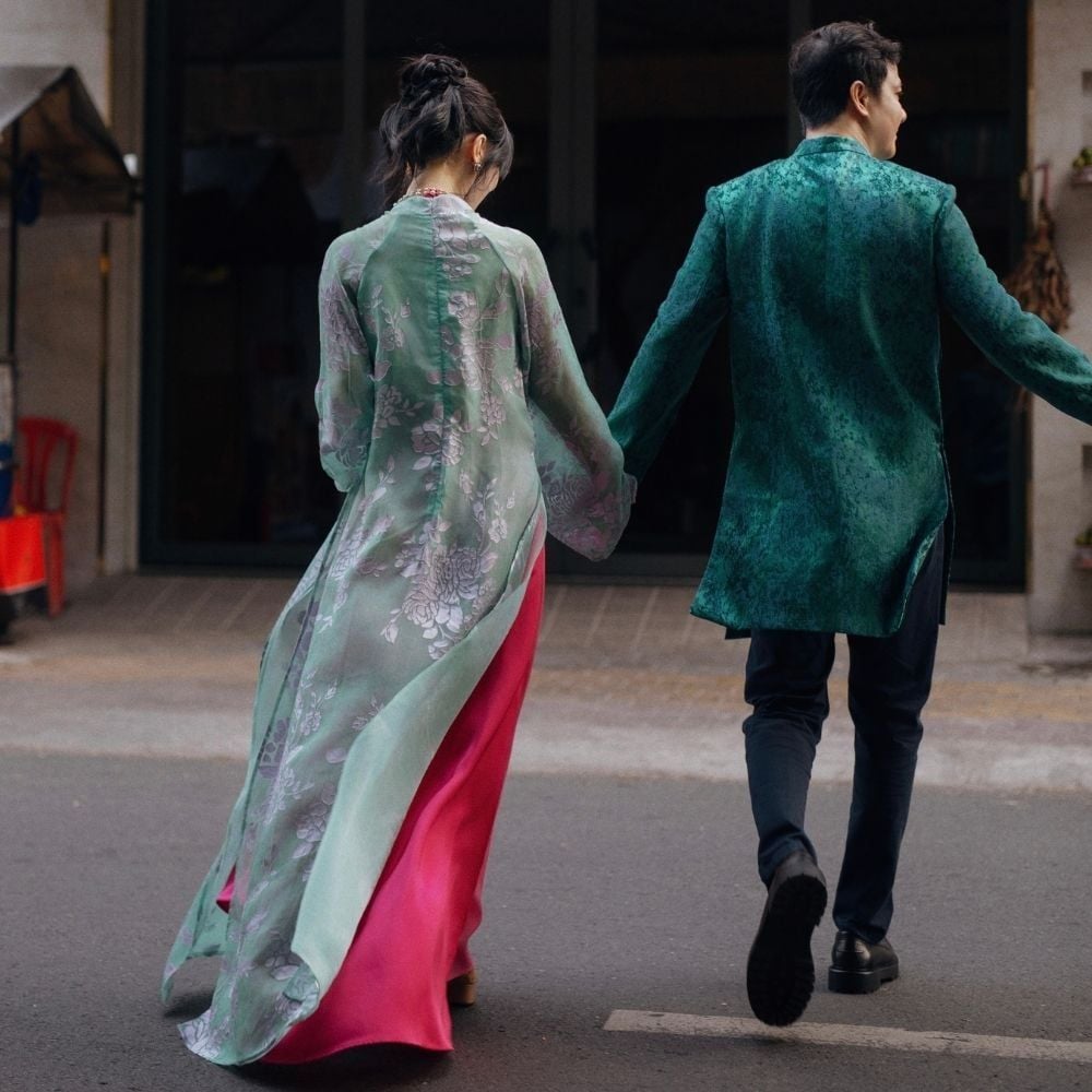  DEAL 2: SET ÁO DÀI 3 MÓN CẨM HOA CÁC 