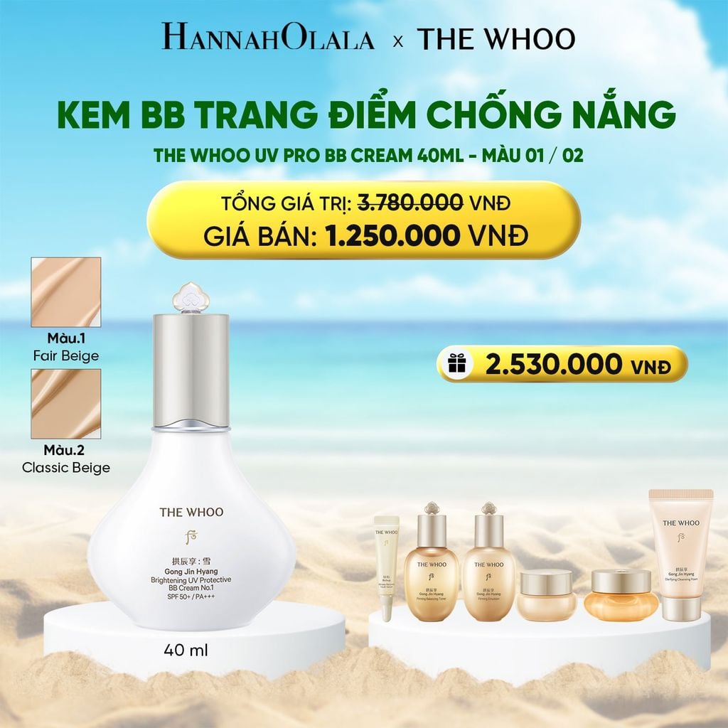  KEM BB TRANG ĐIỂM CHỐNG NẮNG WHOO GONGJINHYANG BRIGHT UV PRO BB CREAM 40ML 