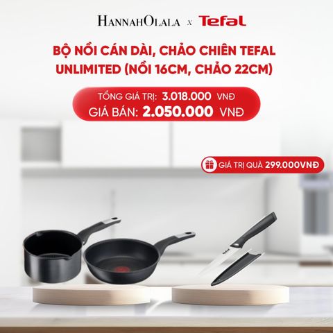  DEAL 13: BỘ NỒI CÁN DÀI, CHẢO CHIÊN TEFAL UNLIMITED (NỒI 16CM, CHẢO 22CM) 