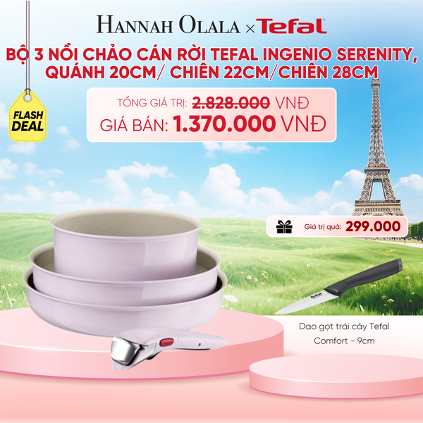  BỘ 3 NỒI CHẢO CÁN RỜI TEFAL INGENIO SERENITY, QUÁNH 20CM/ CHIÊN 22CM/CHIÊN 28CM - B249 