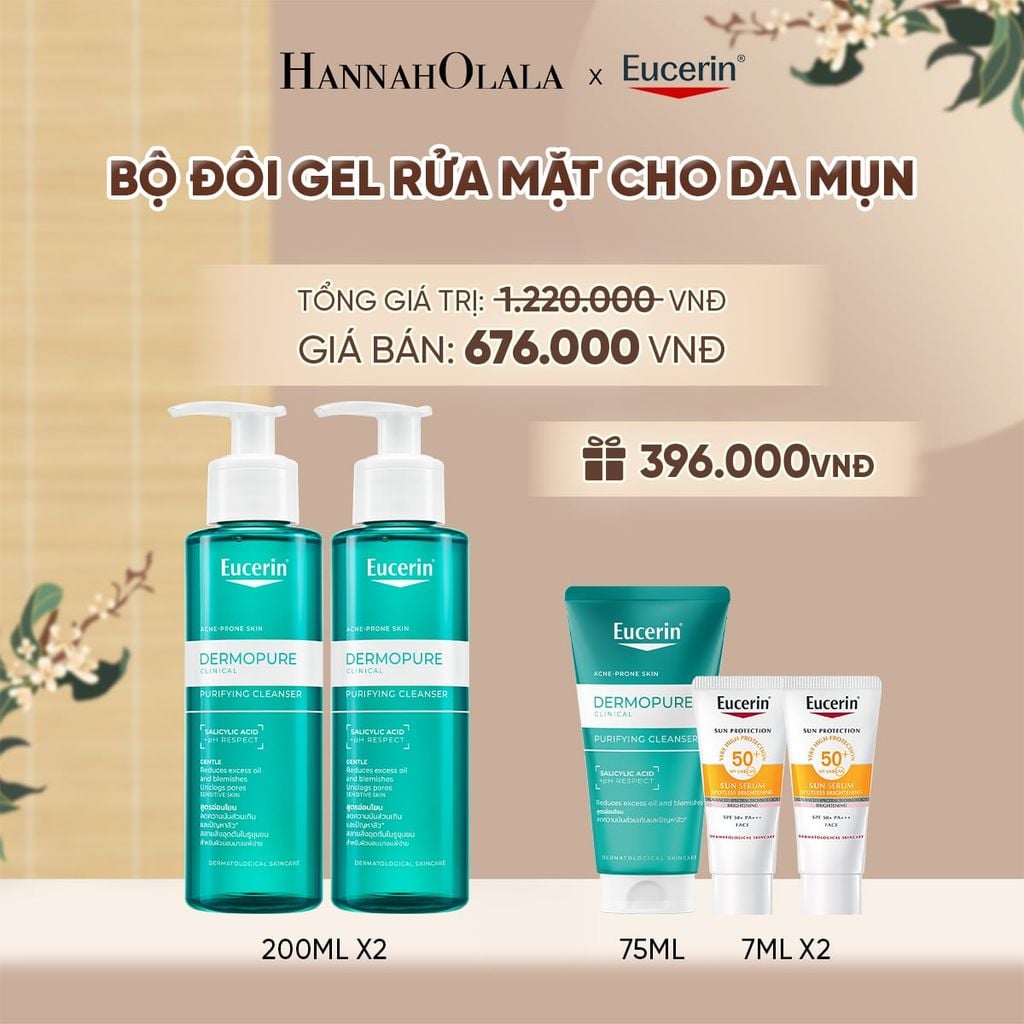  BỘ ĐÔI GEL RỬA MẶT EUCERIN DERMOPURE CLINICAL PURIFYING CLEANSER 200ML - A1215 