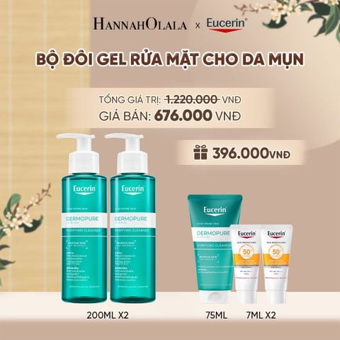  BỘ ĐÔI GEL RỬA MẶT EUCERIN DERMOPURE CLINICAL PURIFYING CLEANSER 200ML - A1215 