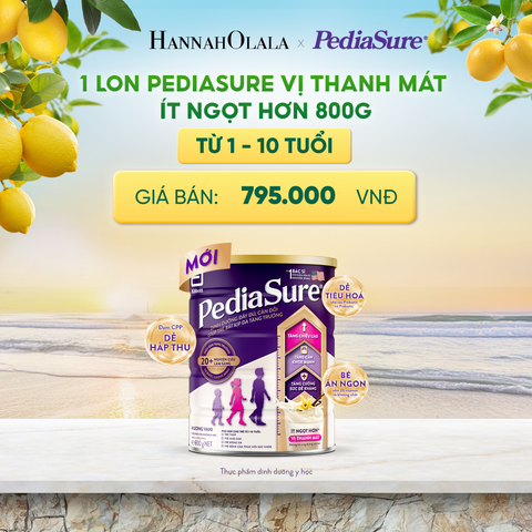 1 LON PEDIASURE VỊ THANH MÁT, ÍT NGỌT HƠN 800G (DÙNG CHO BÉ 1-10 TUỔI) DEAL 15: 
