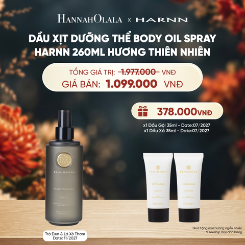  DẦU XỊT DƯỠNG THỂ BODY OIL SPRAY HARNN 260ML HƯƠNG THIÊN NHIÊN - GIÚP DƯỠNG ẨM CHUYÊN SÂU CHO CƠ THỂ - A4066 