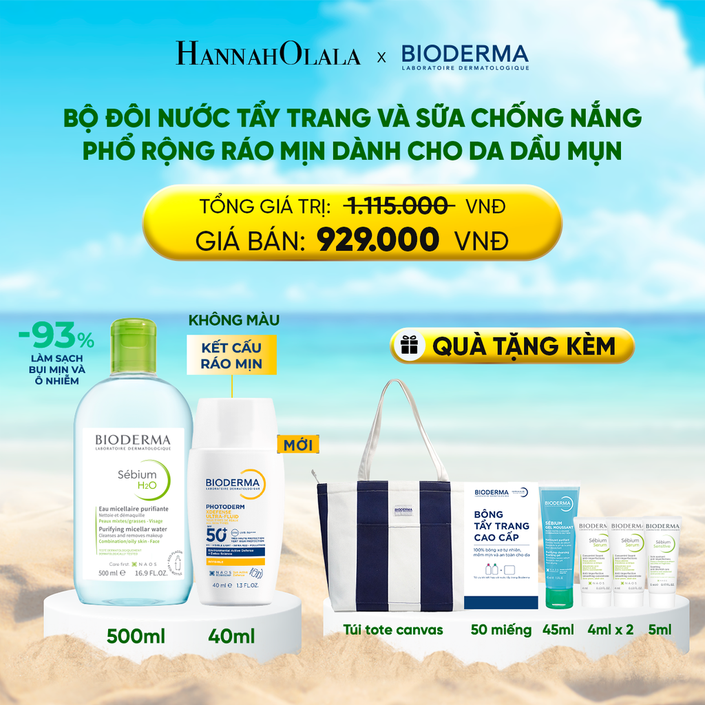  DEAL 13: BỘ ĐÔI NƯỚC TẨY TRANG VÀ SỮA CHỐNG NẮNG PHỔ RỘNG RÁO MỊN CHO DA DẦU MỤN 