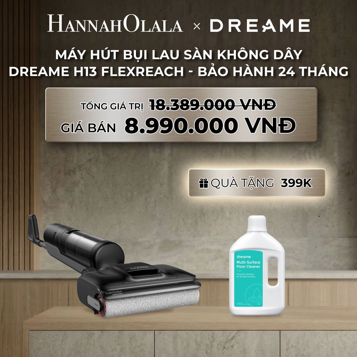 B306_deal 12: dreame h13 flexreach máy hút bụi lau sàn không dây bh 24 tháng