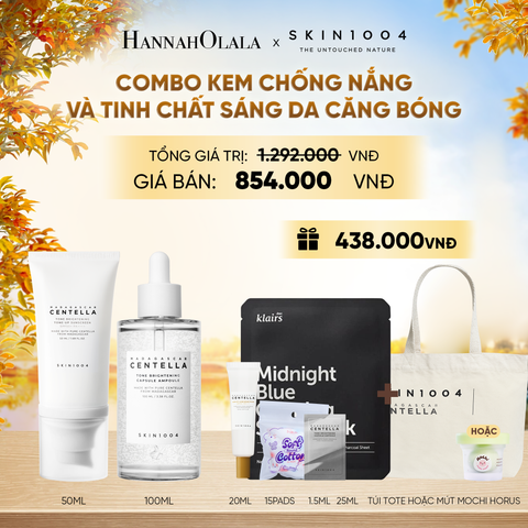  COMBO: SKIN1004 KEM CHỐNG NẮNG MADAGASCAR CENTELLA TONE BRIGHTENING TONE-UP SUNSCREEN SPF50+ PA++++ 50ML + SKIN1004 TINH CHẤT MADAGASCAR CENTELLA TONE BRIGHTENING CAPSULE AMPOULE 100ML - E478 