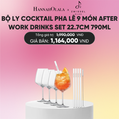  BỘ LY COCKTAIL PHA LÊ 9 MÓN ZWIESEL AFTER WORK DRINKS SET TASTE 130014 22.7CM 790ML 