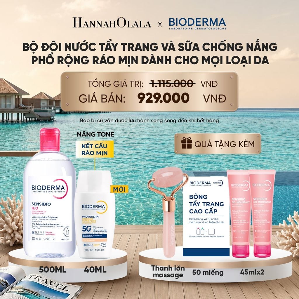  BỘ ĐÔI NƯỚC TẨY TRANG VÀ SỮA CHỐNG NẮNG PHỔ RỘNG RÁO MỊN CHO MỌI LOẠI DA (CHỌN MÀU)_ D905 