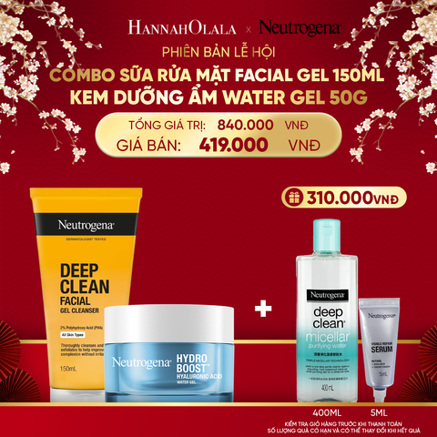  DEAL 6: COMBO SỮA RỬA MẶT FACIAL GEL 150ML + KEM DƯỠNG ẨM WATER GEL 50G 