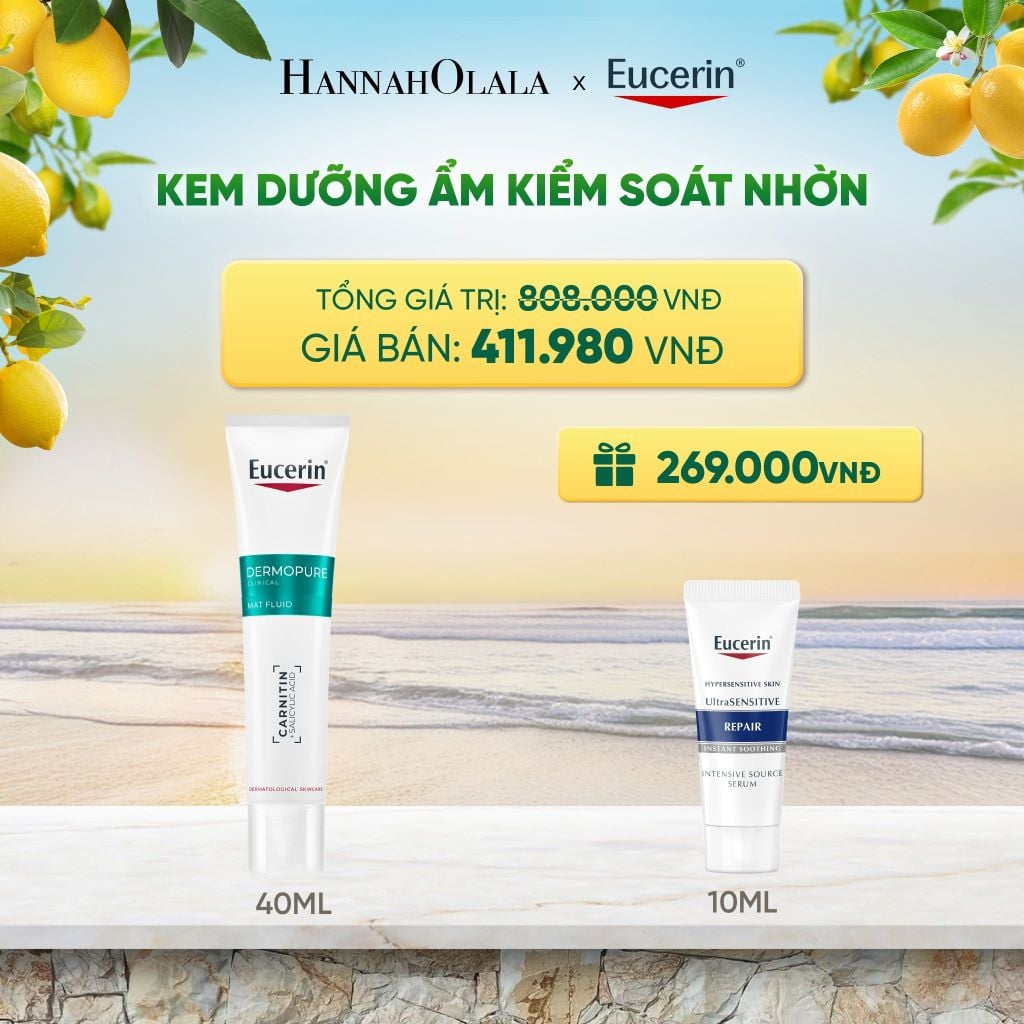  KEM DƯỠNG ẨM GIÚP KIỂM SOÁT NHỜN EUCERIN DERMOPURE CLINICAL MAT FLUID 40ML DEAL 15: 