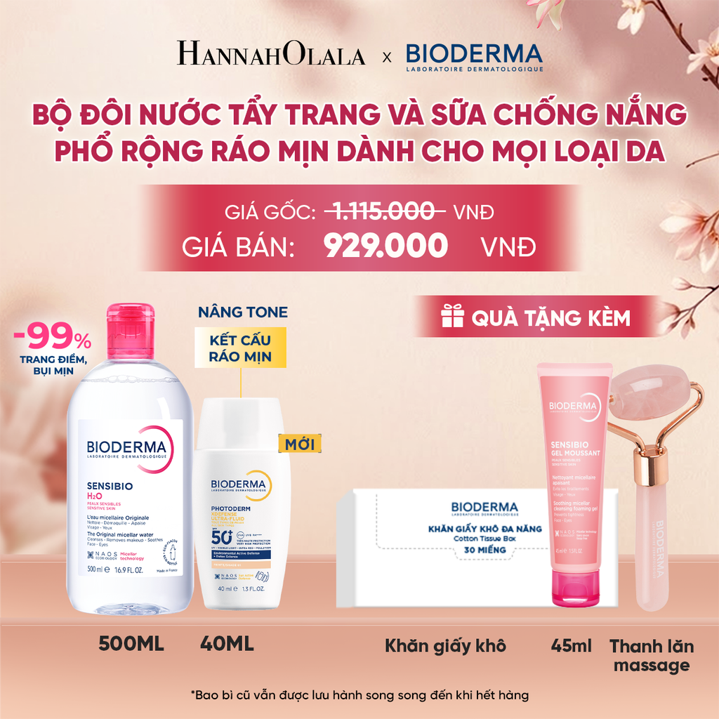  BỘ ĐÔI NƯỚC TẨY TRANG VÀ SỮA CHỐNG NẮNG PHỔ RỘNG RÁO MỊN CHO MỌI LOẠI DA (CHỌN MÀU) - A1875 