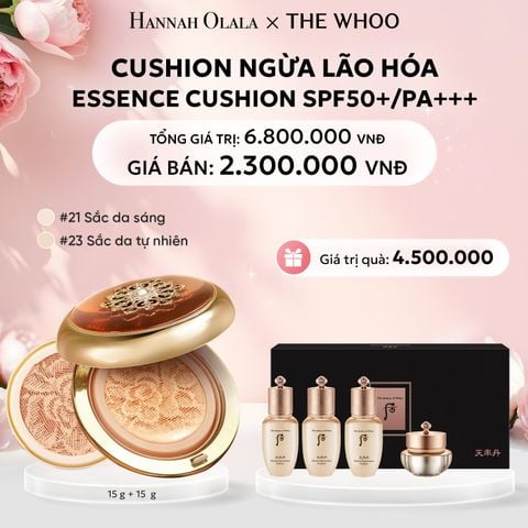  E232: DEAL 15: [TẶNG KÈM 1 LÕI] CUSHION NGỪA LÃO HÓA WHOO CHEONGIDAN ESSENCE CUSHION SPF50+/PA+++ - MÀU 21/ MÀU 23 - [GIAO HÀNG TỪ 03/10] 