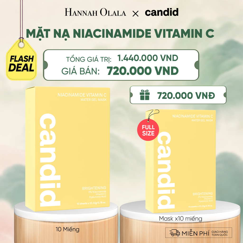  FLASHDEAL 14: HỘP 10 MIẾNG MẶT NẠ DƯỠNG SÁNG NIACINAMIDE VITAMIN C - A1607 