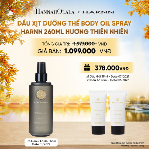  DẦU XỊT DƯỠNG THỂ BODY OIL SPRAY HARNN 260ML HƯƠNG THIÊN NHIÊN - GIÚP DƯỠNG ẨM CHUYÊN SÂU CHO CƠ THỂ - E238 
