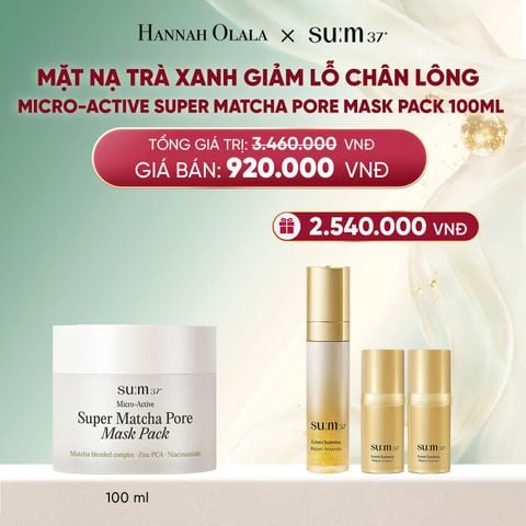  DEAL 42: MẶT NẠ TRÀ XANH GIẢM LỖ CHÂN LÔNG SU:M37 MICRO-ACTIVE SUPER MATCHA PORE MASK PACK 100ML 