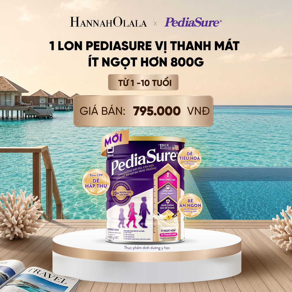  1 LON PEDIASURE VỊ THANH MÁT, ÍT NGỌT HƠN 800G DEAL 5:_ D945 