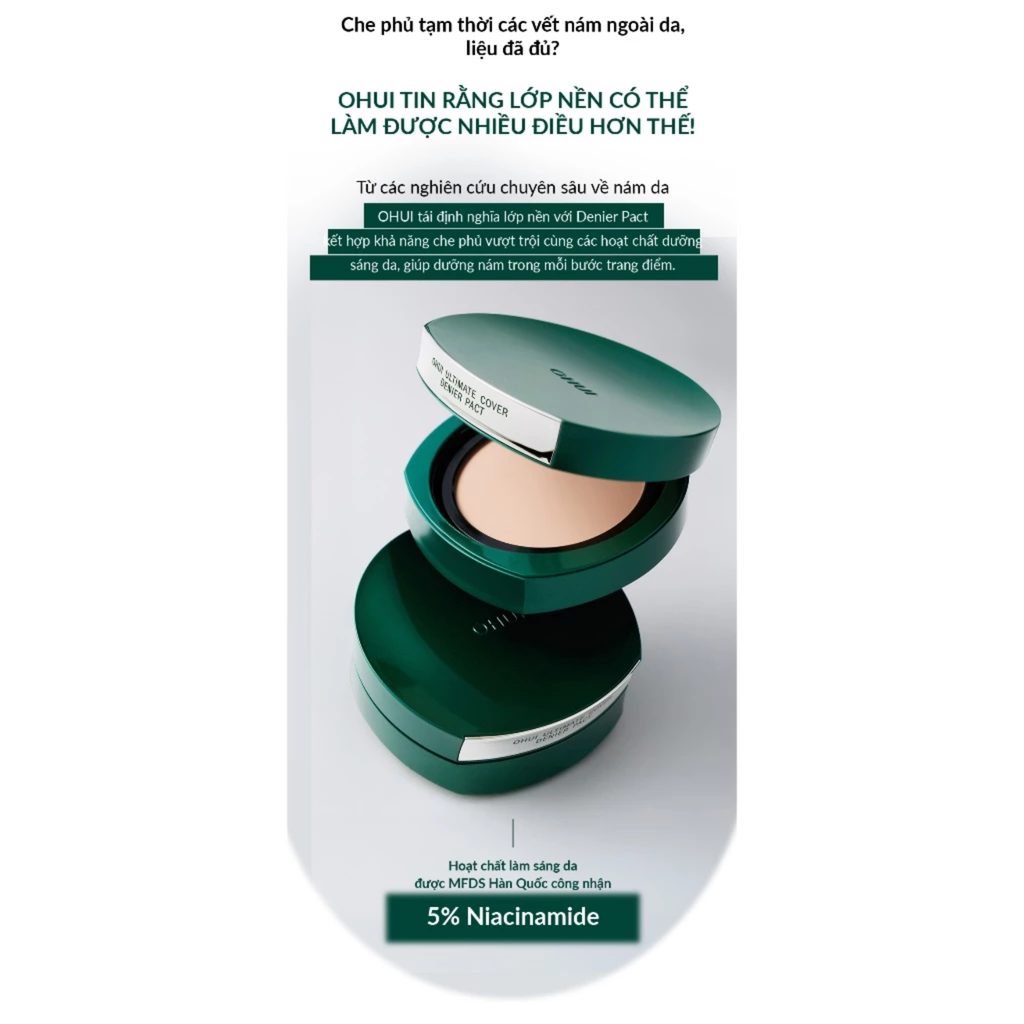  KEM NỀN DẠNG NÉN GIÀU DƯỠNG CHẤT OHUI ULTIMATE COVER DENIER PACT SPF50+/PA+++ - A379 