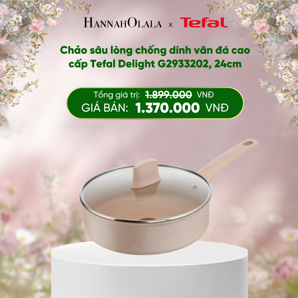  E294_DEAL 13: CHẢO SÂU LÒNG CHỐNG DÍNH VÂN ĐÁ CAO CẤP TEFAL DELIGHT G2933202, 24CM 