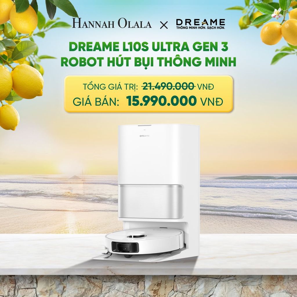  DREAME L10S ULTRA GEN 3 ROBOT HÚT BỤI THÔNG MINH - LỰC HÚT 25.000PA - TÙY CHỈNH VỚI 5 CẤP ĐỘ HÚT - BH 24 THÁNG 