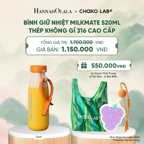  BÌNH GIỮ NHIỆT MILKMATE 520ML THÉP KHÔNG GỈ 316 CAO CẤP - A4014 