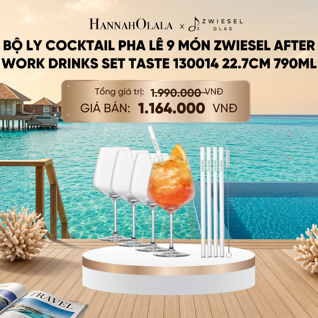  BỘ LY COCKTAIL PHA LÊ 9 MÓN ZWIESEL AFTER WORK DRINKS SET TASTE 130014 22.7CM 790ML_ D1128 