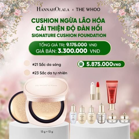  DEAL 17: [TẶNG KÈM 1 LÕI] CUSHION NGỪA LÃO HÓA CẢI THIỆN ĐỘ ĐÀN HỒI WHOO CHEOYULDAN SIGNATURE CUSHION FOUNDATION SPF35/PA++ 