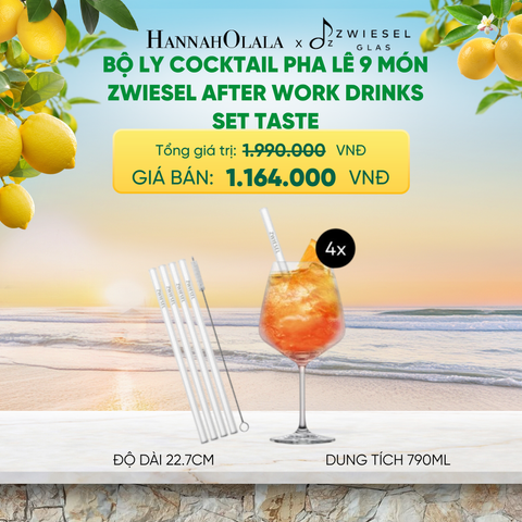  BỘ LY COCKTAIL PHA LÊ 9 MÓN ZWIESEL AFTER WORK DRINKS SET TASTE 130014 22.7CM 790ML - A2167 