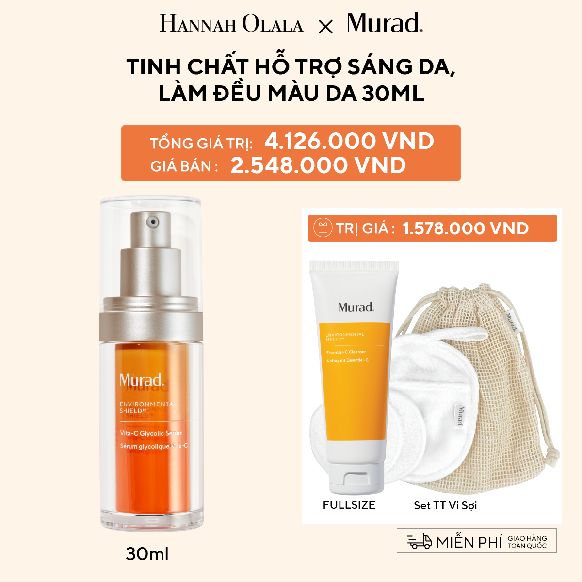  K15_[MUA 1 TẶNG 1] DEAL 15: TINH CHẤT HỖ TRỢ SÁNG DA, LÀM ĐỀU MÀU DA 30ML 