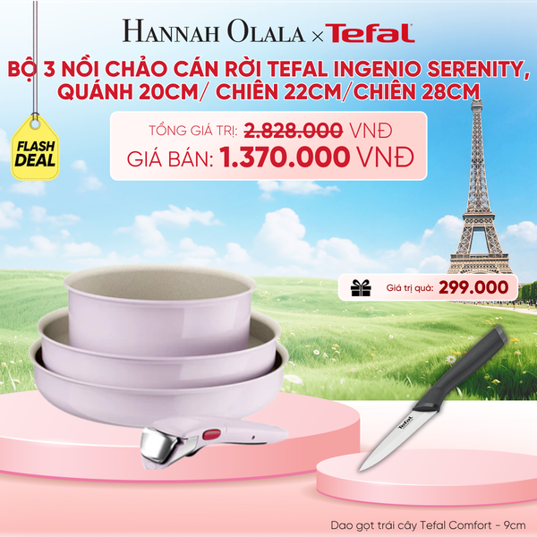  BỘ 3 NỒI CHẢO CÁN RỜI TEFAL INGENIO SERENITY, QUÁNH 20CM/ CHIÊN 22CM/CHIÊN 28CM - B249 