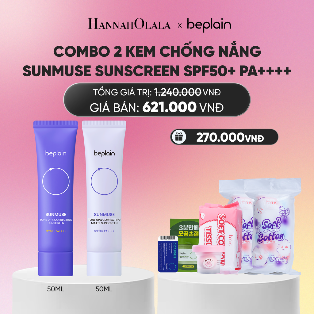  COMBO 2 KCN: BEPLAIN KEM CHỐNG NẮNG SUNMUSE SUNSCREEN 50ML BẤT KỲ_A2157 