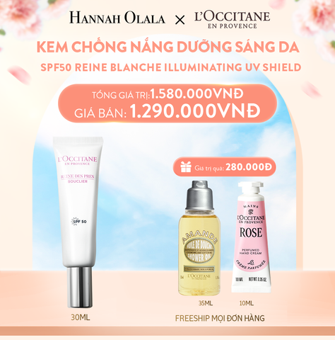  A454_DEAL 15: KEM CHỐNG NẮNG DƯỠNG SÁNG DA TRÂN CHÂU MAI SPF50 REINE BLANCHE ILLUMINATING UV SHIELD 30ML 