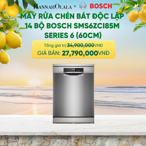  MÁY RỬA CHÉN BÁT ĐỘC LẬP 14 BỘ BOSCH SMS6ZCI85M - SERIES 6 (60CM) - A2370 