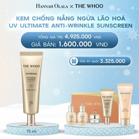  DEAL 15: BỘ KEM CHỐNG NẮNG NGỪA LÃO HOÁ THE WHOO UV ULTIMATE ANTI-WRINKLE SUNSCREEN SPECIAL SET 75ML 