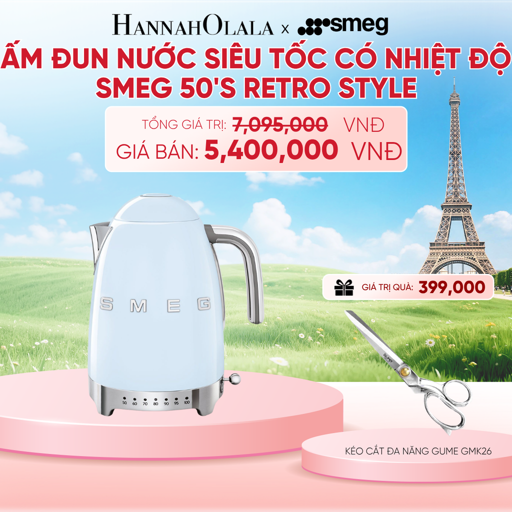  ẤM ĐUN NƯỚC SIÊU TỐC CÓ NHIỆT ĐỘ SMEG 50'S RETRO STYLE - B165 