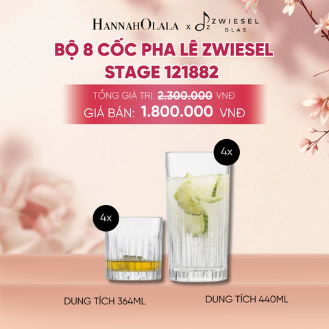  BỘ 8 CỐC PHA LÊ ZWIESEL STAGE 121882 CỐC THẤP 364ML, CỐC CAO 440ML - A834 