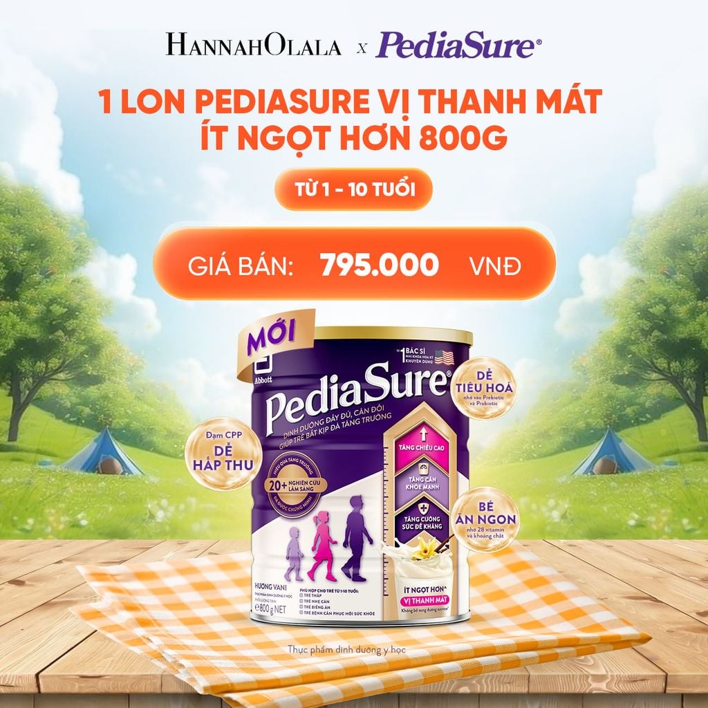  1 LON PEDIASURE VỊ THANH MÁT, ÍT NGỌT HƠN 800G DEAL 15: 