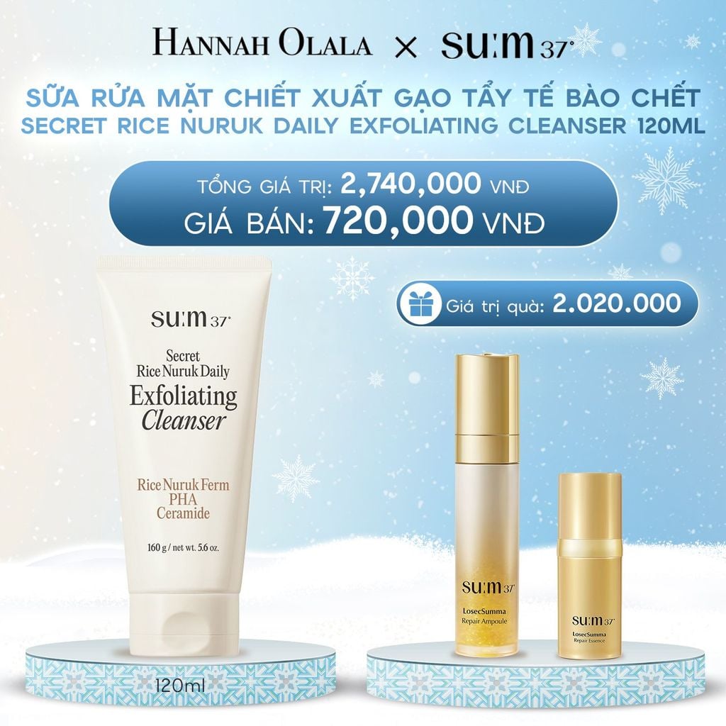  DEAL 15: SỮA RỬA MẶT CHIẾT XUẤT GẠO TẨY TẾ BÀO CHẾT SU:M37 SECRET RICE NURUK DAILY EXFOLIATING CLEANSER 120ML 