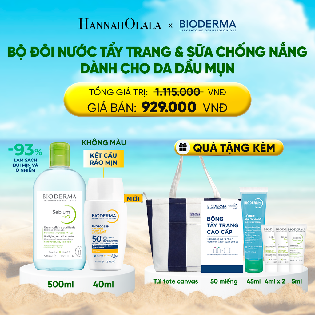  BỘ ĐÔI NƯỚC TẨY TRANG VÀ SỮA CHỐNG NẮNG PHỔ RỘNG RÁO MỊN CHO DA DẦU MỤN 