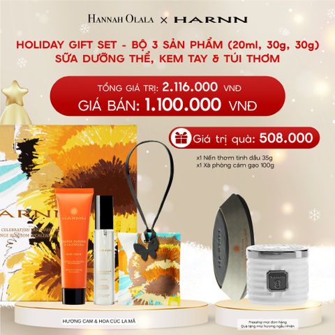  A1112_DEAL 15: HOLIDAY SET HARNN SOULFUL DISCOVERY - BỘ 3 SẢN PHẨM SỮA DƯỠNG THỂ, KEM TAY & TÚI THƠM (20ml, 30g, 30g) 
