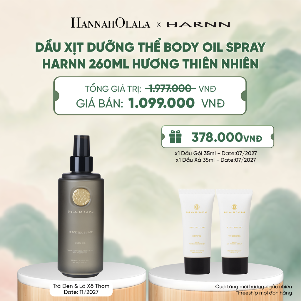  DẦU XỊT DƯỠNG THỂ BODY OIL SPRAY HARNN 260ML HƯƠNG THIÊN NHIÊN - GIÚP DƯỠNG ẨM CHUYÊN SÂU CHO CƠ THỂ - A4066 