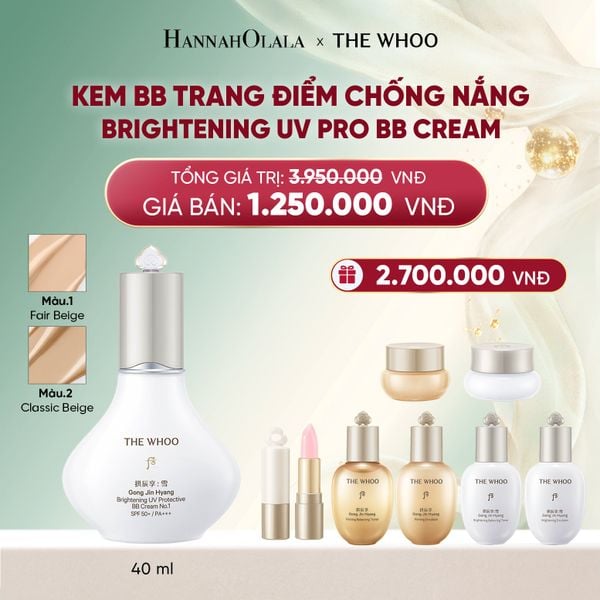  DEAL 15UD: PHIÊN BẢN 2025 - KEM BB TRANG ĐIỂM CHỐNG NẮNG WHOO SEOL BRIGHT UV PRO BB CREAM 40ML 