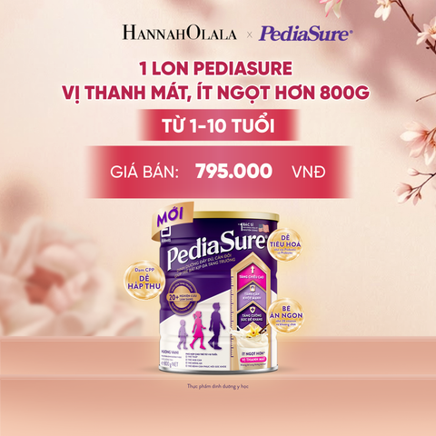  1 LON PEDIASURE VỊ THANH MÁT, ÍT NGỌT HƠN 800G (DÙNG CHO BÉ 1-10 TUỔI) DEAL 15: - A257 