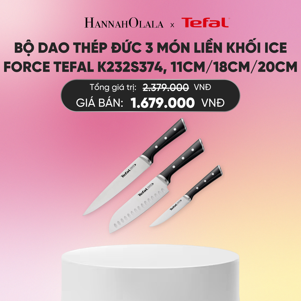  BỘ DAO THÉP ĐỨC 3 MÓN LIỀN KHỐI ICE FORCE TEFAL K232S374, 11CM/18CM/20CM_A377 