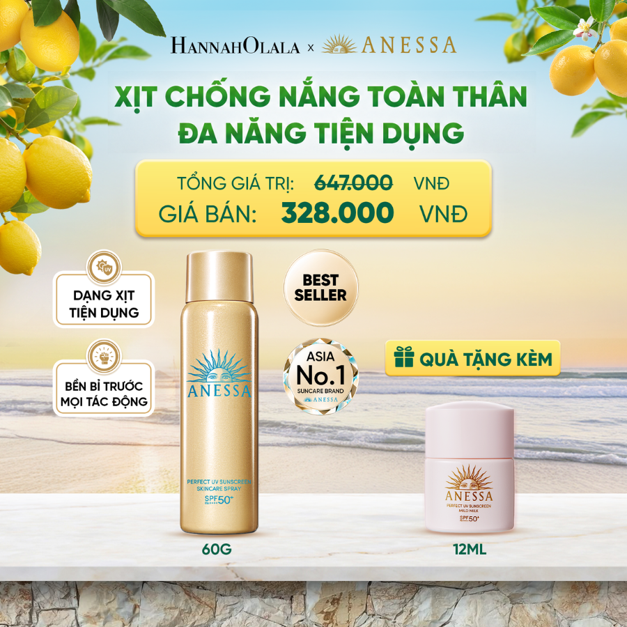  XỊT CHỐNG NẮNG DƯỠNG DA ĐA NĂNG TIỆN DỤNG BẢO VỆ HOÀN HẢO ANESSA GOLD SPRAY SPF50+ PA++++ 60G - DEAL 19 