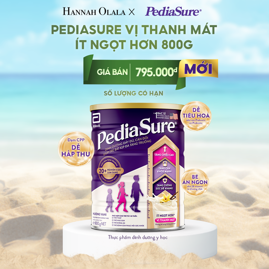  DEAL_15: 1 LON PEDIASURE VỊ THANH MÁT, ÍT NGỌT HƠN 800G 