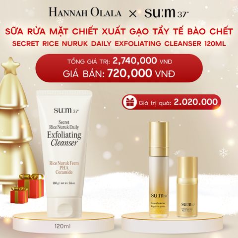  A320_DEAL 15: SỮA RỬA MẶT CHIẾT XUẤT GẠO TẨY TẾ BÀO CHẾT SU:M37 SECRET RICE NURUK DAILY EXFOLIATING CLEANSER 120ML 