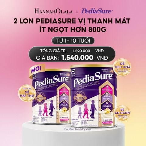  2 LON PEDIASURE VỊ THANH MÁT, ÍT NGỌT HƠN 800G DEAL 6: _A742 