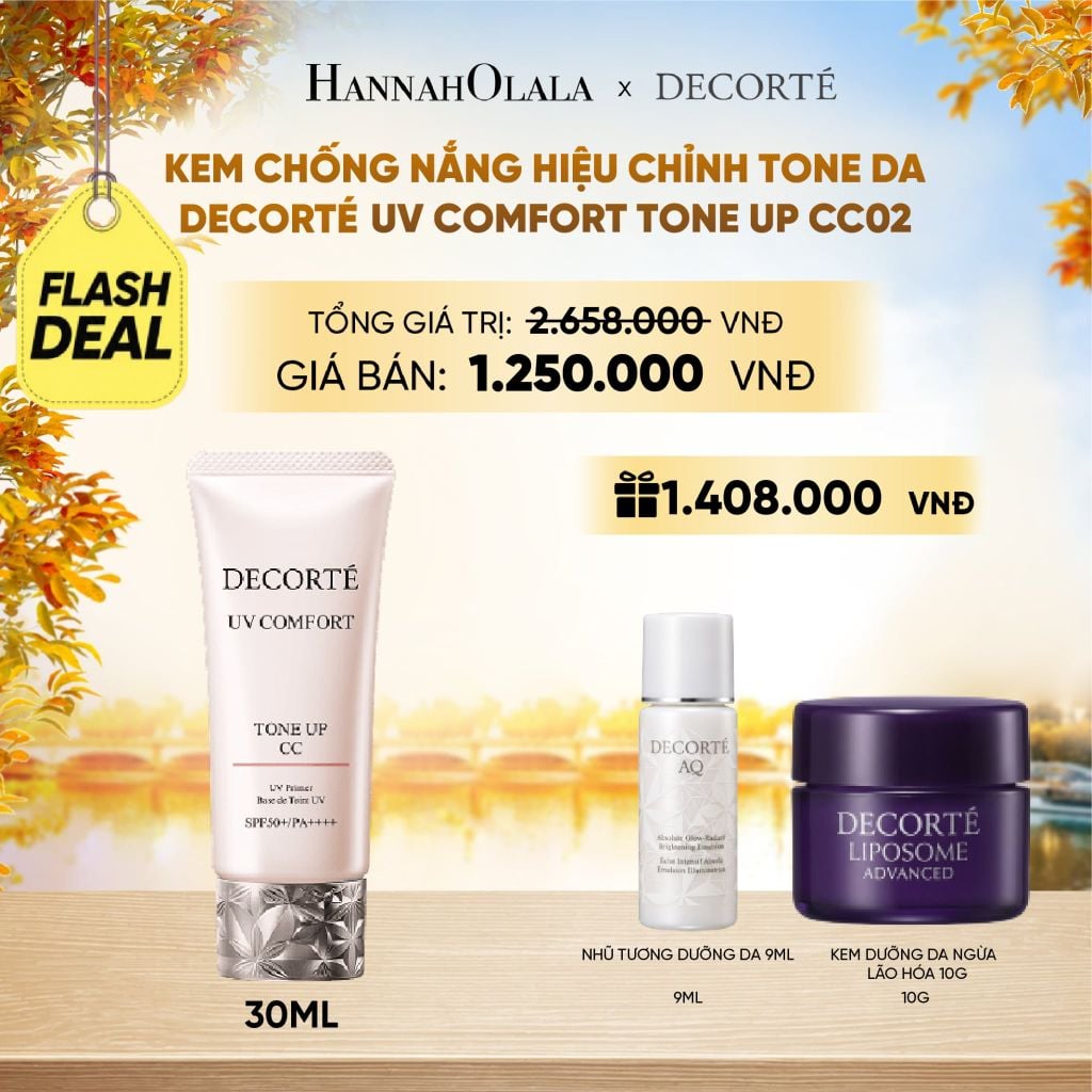  KEM CHỐNG NẮNG HIỆU CHỈNH TONE DA DECORTÉ UV COMFORT TONE UP NÂNG TÔNG - E1129 