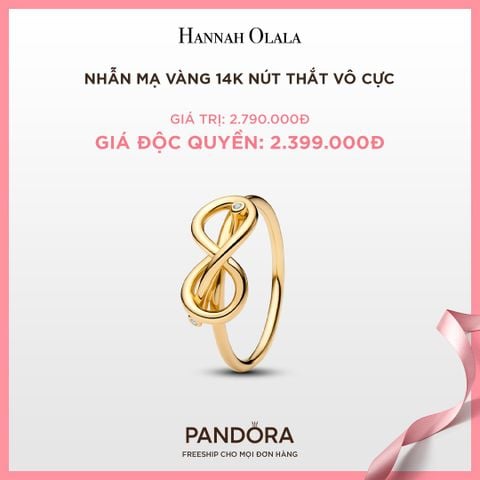  A41_DEAL 34: NHẪN PANDORA MẠ VÀNG 14K NÚT THẮT VÔ CỰC 